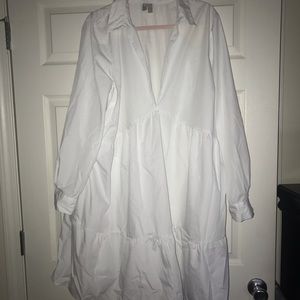 White Long Sleeve flowing above the knee dress